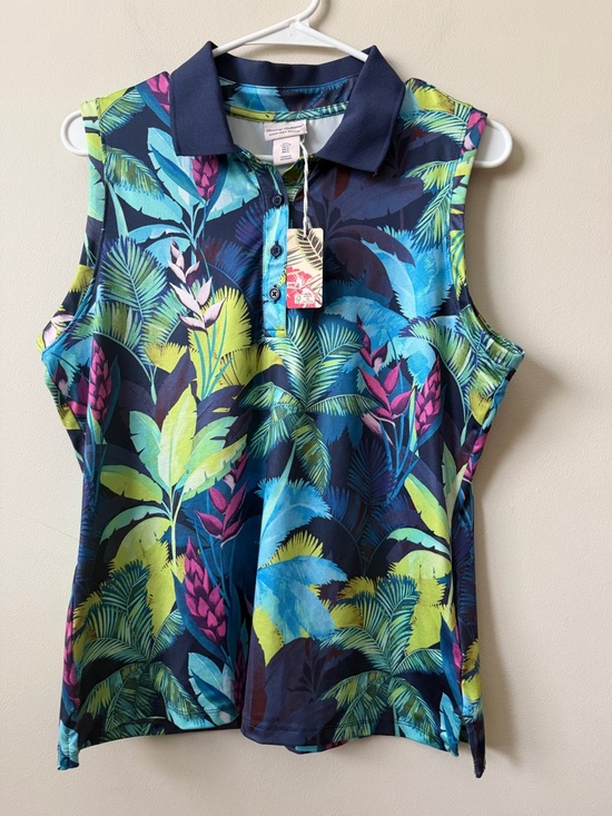 Tommy Bahama Tops - Tommy Bahama NWT Everyday Active Women’s Large Sleeveless Floral Polo Tank Top